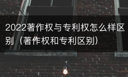 2022著作权与专利权怎么样区别（著作权和专利区别）