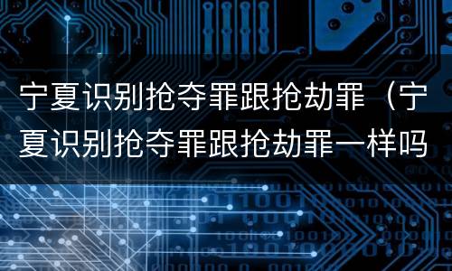 宁夏识别抢夺罪跟抢劫罪（宁夏识别抢夺罪跟抢劫罪一样吗）