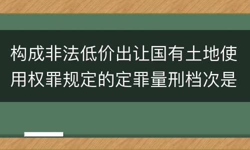 构成非法低价出让国有土地使用权罪规定的定罪量刑档次是多少