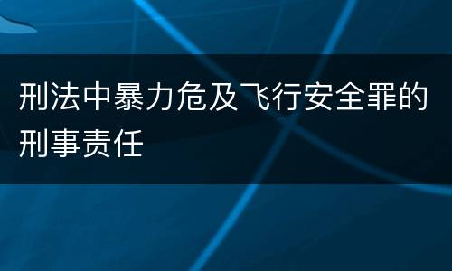 刑法中暴力危及飞行安全罪的刑事责任