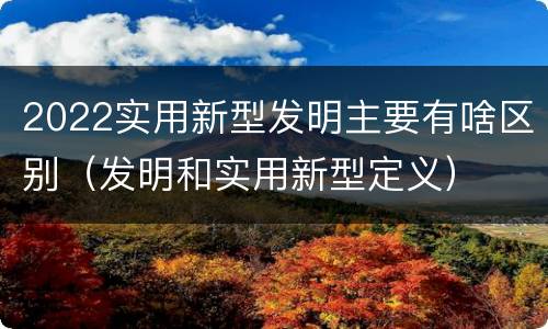 2022实用新型发明主要有啥区别（发明和实用新型定义）