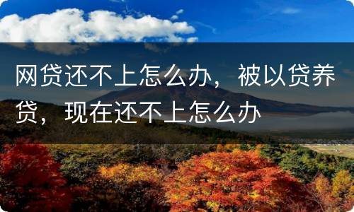 网贷还不上怎么办，被以贷养贷，现在还不上怎么办
