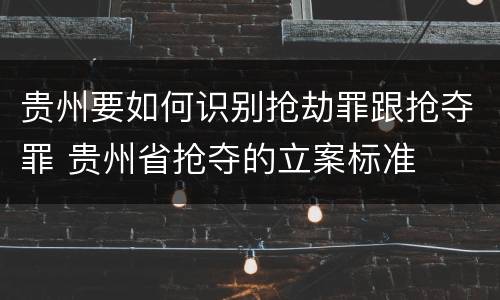 贵州要如何识别抢劫罪跟抢夺罪 贵州省抢夺的立案标准