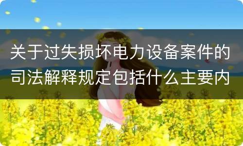 关于过失损坏电力设备案件的司法解释规定包括什么主要内容