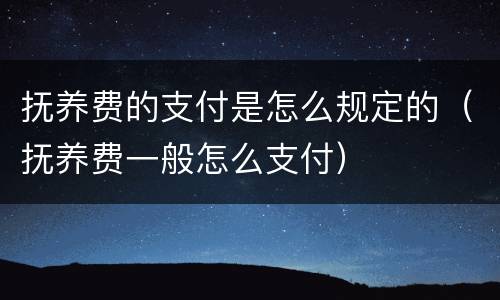 抚养费的支付是怎么规定的（抚养费一般怎么支付）