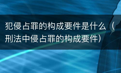 犯侵占罪的构成要件是什么（刑法中侵占罪的构成要件）