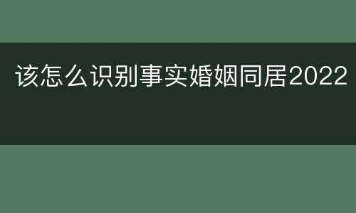 该怎么识别事实婚姻同居2022