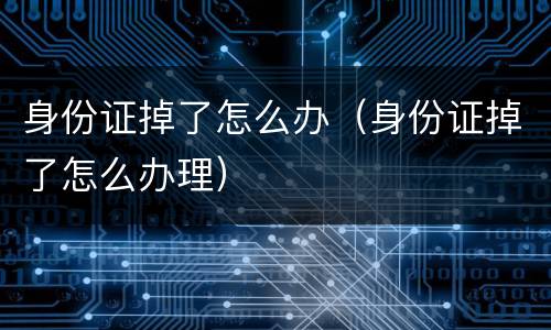 身份证掉了怎么办（身份证掉了怎么办理）