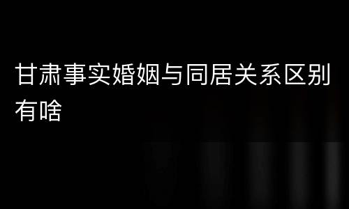 甘肃事实婚姻与同居关系区别有啥