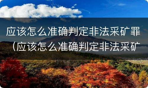 应该怎么准确判定非法采矿罪（应该怎么准确判定非法采矿罪呢）