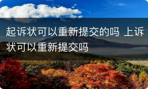 起诉状可以重新提交的吗 上诉状可以重新提交吗