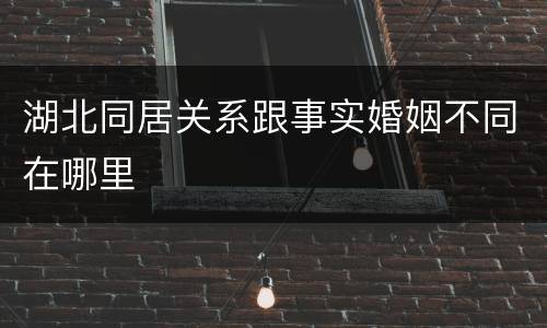 湖北同居关系跟事实婚姻不同在哪里
