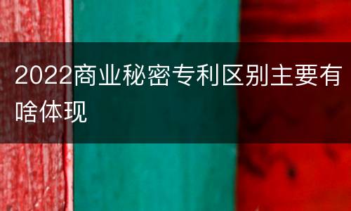 2022商业秘密专利区别主要有啥体现