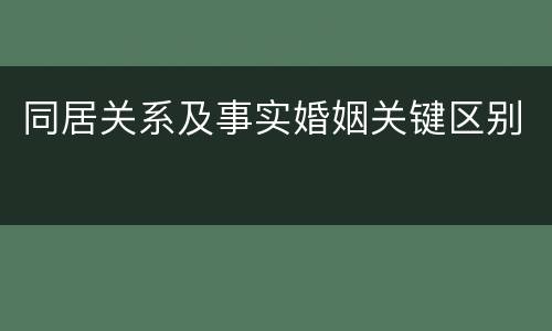 同居关系及事实婚姻关键区别