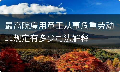 最高院雇用童工从事危重劳动罪规定有多少司法解释