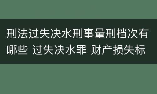 刑法过失决水刑事量刑档次有哪些 过失决水罪 财产损失标准