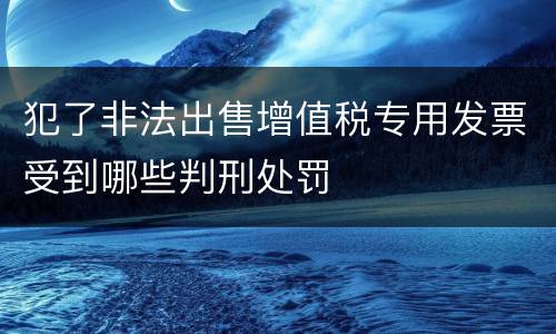 犯了非法出售增值税专用发票受到哪些判刑处罚