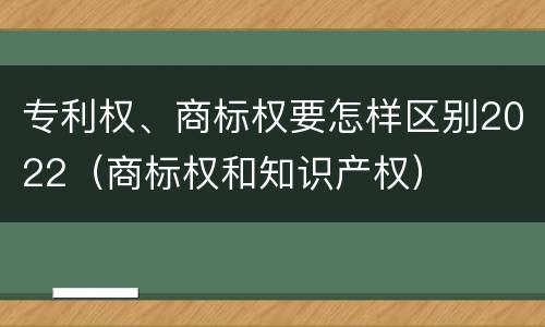 专利权、商标权要怎样区别2022（商标权和知识产权）