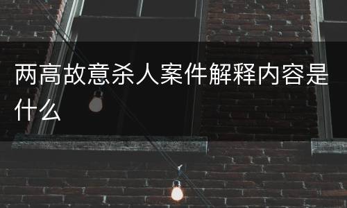 两高故意杀人案件解释内容是什么