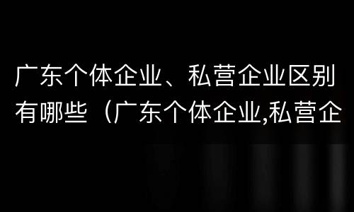 广东个体企业、私营企业区别有哪些（广东个体企业,私营企业区别有哪些企业）