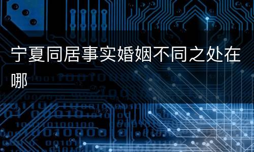 宁夏同居事实婚姻不同之处在哪