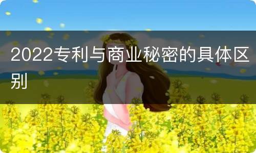 2022专利与商业秘密的具体区别