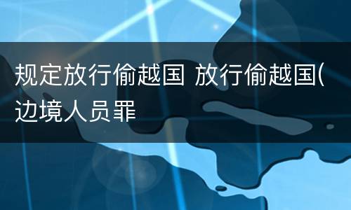 规定放行偷越国 放行偷越国(边境人员罪