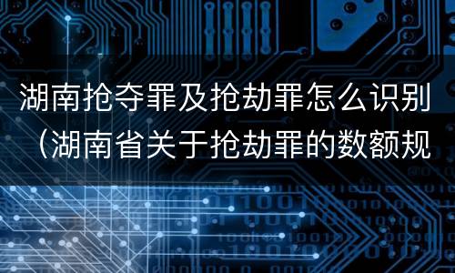 湖南抢夺罪及抢劫罪怎么识别（湖南省关于抢劫罪的数额规定）