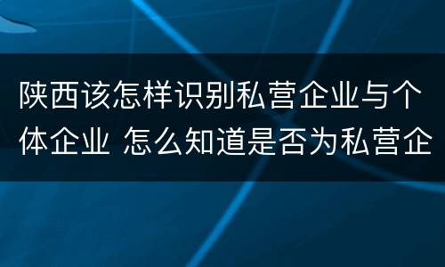 陕西该怎样识别私营企业与个体企业 怎么知道是否为私营企业