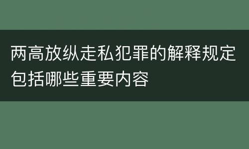 两高放纵走私犯罪的解释规定包括哪些重要内容