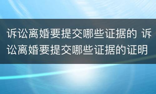 诉讼离婚要提交哪些证据的 诉讼离婚要提交哪些证据的证明