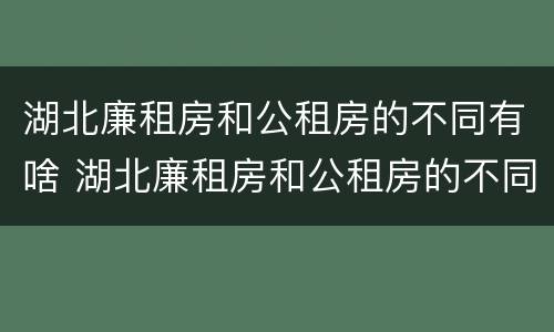 湖北廉租房和公租房的不同有啥 湖北廉租房和公租房的不同有啥区别