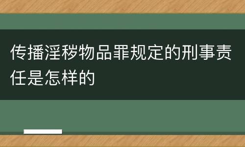 传播淫秽物品罪规定的刑事责任是怎样的