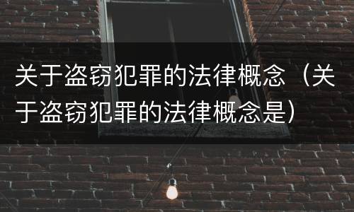 关于盗窃犯罪的法律概念（关于盗窃犯罪的法律概念是）