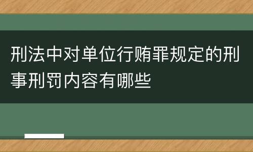 刑法中对单位行贿罪规定的刑事刑罚内容有哪些