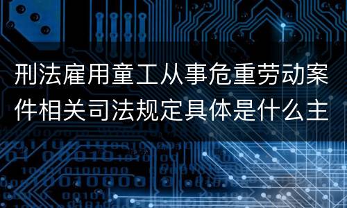 刑法雇用童工从事危重劳动案件相关司法规定具体是什么主要内容
