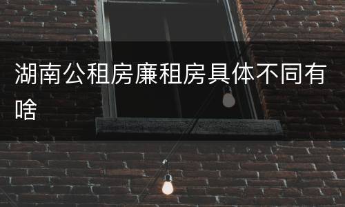 湖南公租房廉租房具体不同有啥