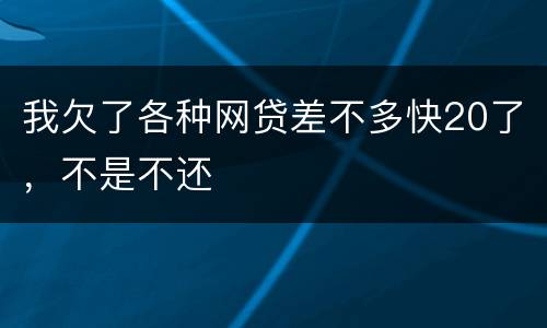 我欠了各种网贷差不多快20了，不是不还
