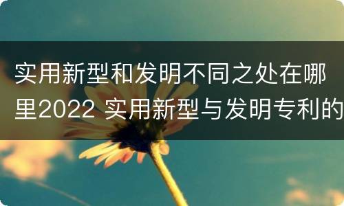 实用新型和发明不同之处在哪里2022 实用新型与发明专利的区别有哪些