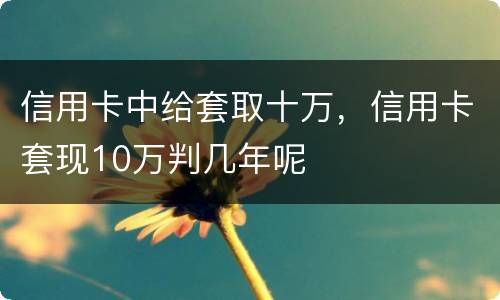 信用卡中给套取十万，信用卡套现10万判几年呢
