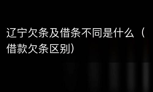 辽宁欠条及借条不同是什么（借款欠条区别）