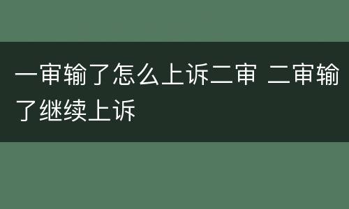一审输了怎么上诉二审 二审输了继续上诉
