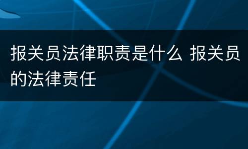 报关员法律职责是什么 报关员的法律责任
