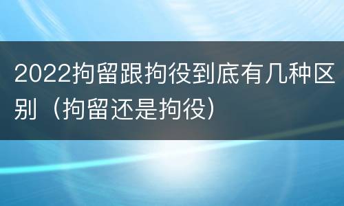 2022拘留跟拘役到底有几种区别（拘留还是拘役）