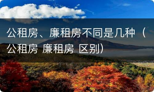 公租房、廉租房不同是几种（公租房 廉租房 区别）