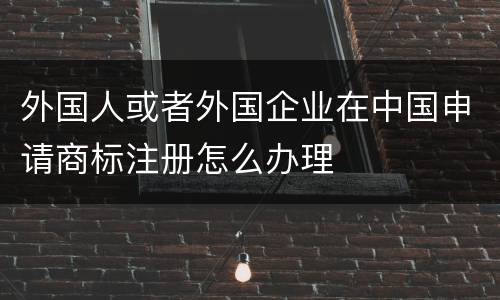 外国人或者外国企业在中国申请商标注册怎么办理