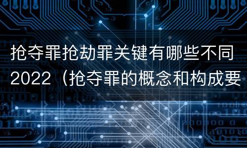 抢夺罪抢劫罪关键有哪些不同2022（抢夺罪的概念和构成要件）