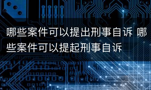 哪些案件可以提出刑事自诉 哪些案件可以提起刑事自诉