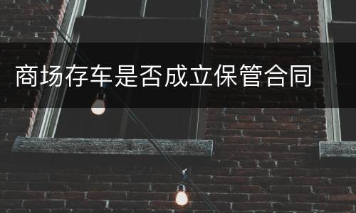 商场存车是否成立保管合同