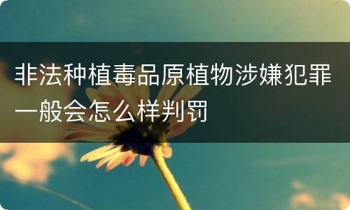 非法种植毒品原植物涉嫌犯罪一般会怎么样判罚